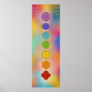 Colorful Golden Chakras composition Poster