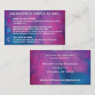 Colorful Gospel ABC's Salvation Christian Ministry Visitenkarte