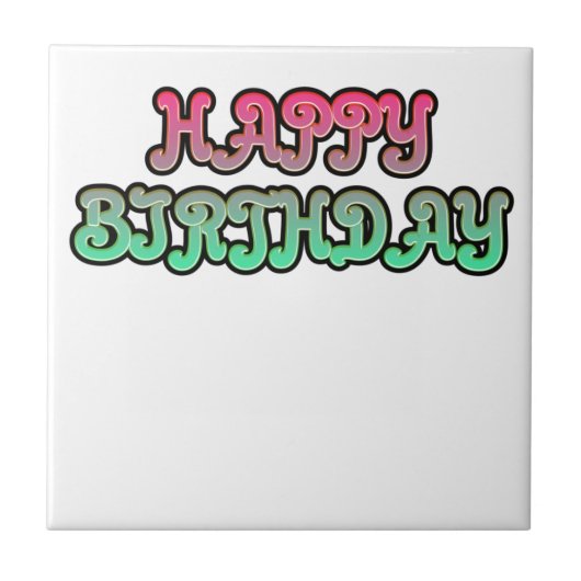 Colorful Gradient Happy Birthday Typography Fliese (Vorderseite)
