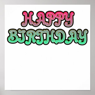 Colorful Gradient Happy Birthday Typography Poster