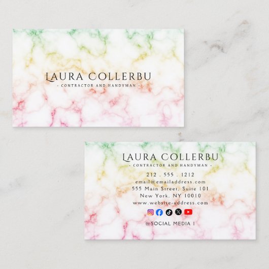 Colorful Gradient Marble Texture  Business Card Visitenkarte (Vorne/Hinten)