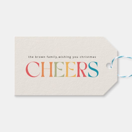 Colorful Gradient Script Christmas Family Name Geschenkanhänger (Vorderseite (Horizontal))