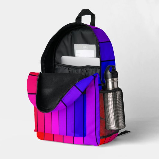 Colorful Gradient Stripes Bedruckter Rucksack (Rückseitige Ecke links (Offen) )