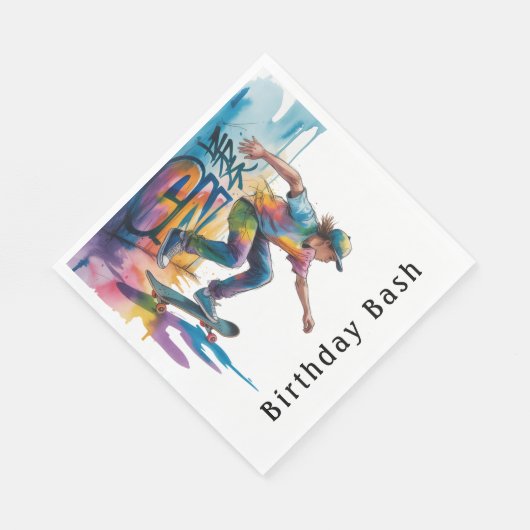 Colorful Graffiti Boy Birthday Bash Serviette (Ecke)