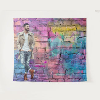 Colorful Graffiti Brick Wall Party Backdrop Wandteppich
