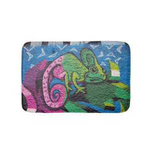 Colorful Graffiti Chameleon Badematte
