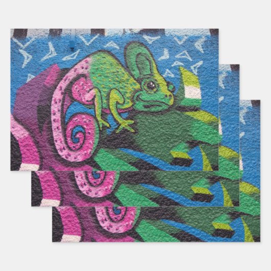 Colorful Graffiti Chameleon Geschenkpapier Set (Set)