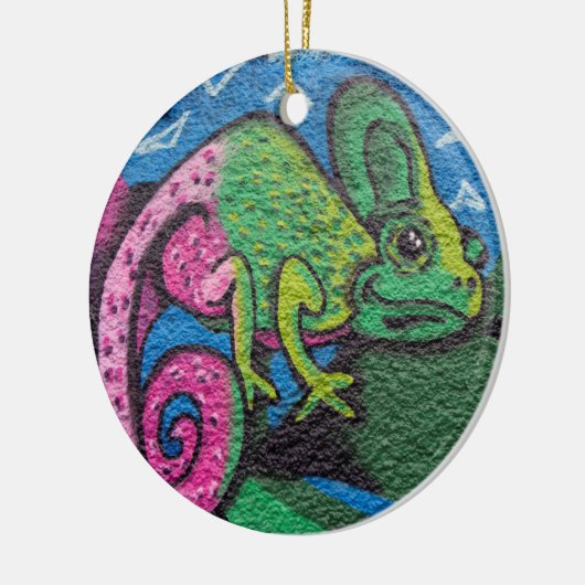 Colorful Graffiti Chameleon Keramik Ornament (Links)