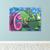 Colorful Graffiti Chameleon Leinwanddruck (Insitu (Holzboden))
