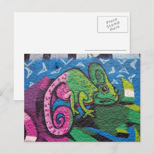 Colorful Graffiti Chameleon Postkarte (Vorne/Hinten)