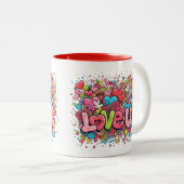 Colorful Graffiti Love U Mug Zweifarbige Tasse (VorderseiteRechts)