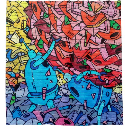 Colorful Graffiti Street Art Dusche Vorhang (Vorderseite)