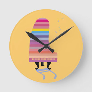 Colorful Grand Piano Runde Wanduhr