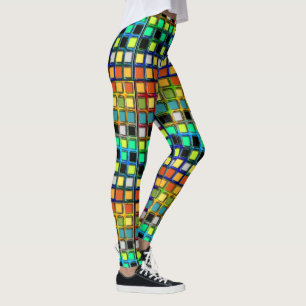 Colorful Grid-Tiled by Shirley Taylor Leggings