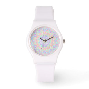 Colorful Groovy Psychedelic Boho Hippie Mandala Armbanduhr