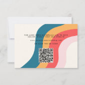 Colorful Groovy Retro 70er Wedding QR Code RSVP Karte (Rückseite)