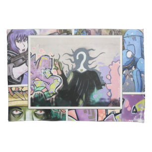 Colorful Grungy Street Art Collage alt 3 Kissenbezug