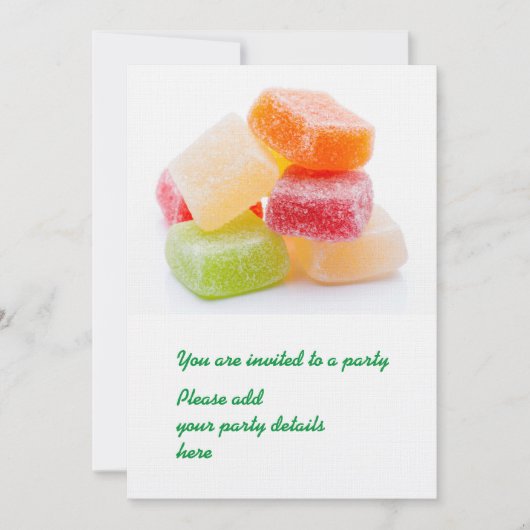 Colorful gummy square sweets einladung (Vorderseite)