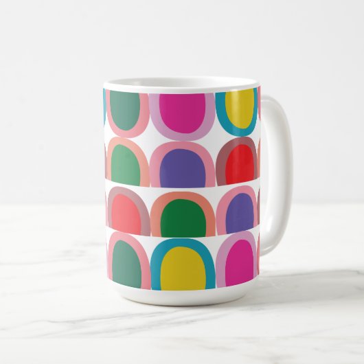 Colorful Half Circle Geometric Kaffeetasse (VorderseiteRechts)