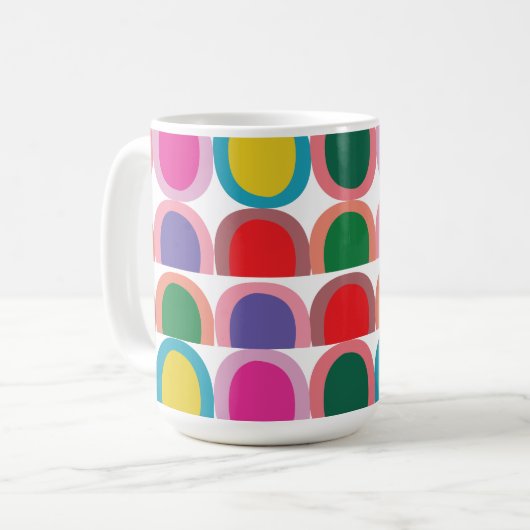 Colorful Half Circle Geometric Kaffeetasse (Vorderseite Links)