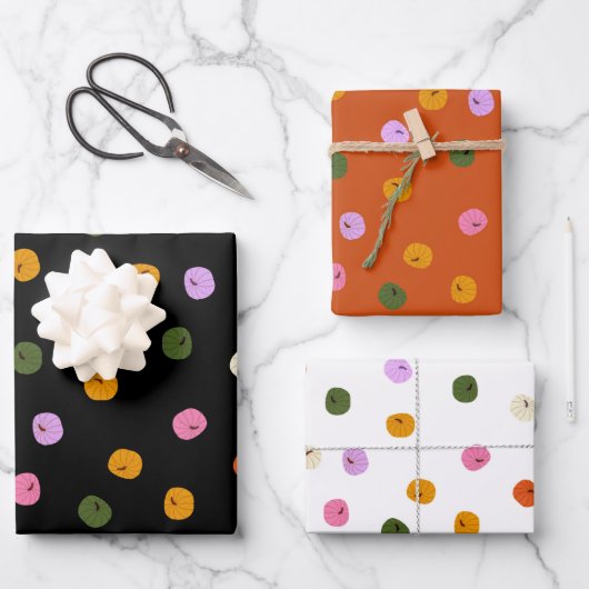 Colorful Halloween Pumpkins Geschenkpapier Set (Vorderseite)
