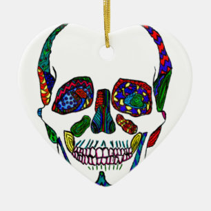 Colorful Hand Drawn Sugar Skull Mosaic Keramikornament