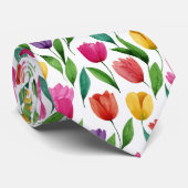 Colorful Hand-Drawn Tulip Floral Pattern Krawatte (Gerollt)