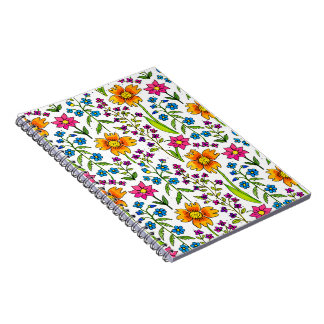 Colorful Hand-Drawn Wildflower Pattern  Notizblock