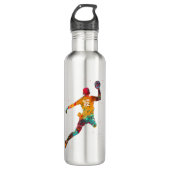 Colorful Handball Player Edelstahlflasche (Vorderseite)
