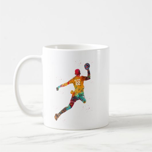 Colorful Handball Player Kaffeetasse (Links)