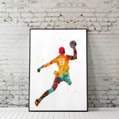 Colorful Handball Player Poster