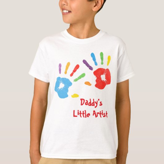 Colorful Handprint Daddy’s Little Artist T-Shirt (Vorderseite)