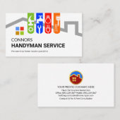 Colorful Handyman Tools Tab On Roof Visitenkarte (Vorne/Hinten)