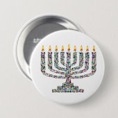 Colorful Hanukkah Candle Button (Vorne & Hinten)