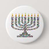 Colorful Hanukkah Candle Button (Vorderseite)