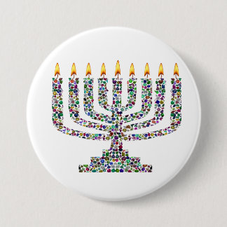 Colorful Hanukkah Candle Button