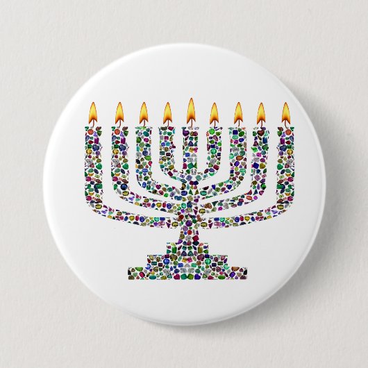 Colorful Hanukkah Candle Button (Vorderseite)