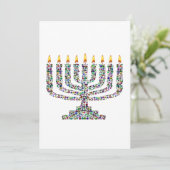 Colorful Hanukkah Candle Einladung (Stehend Vorderseite)