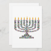 Colorful Hanukkah Candle Einladung (Vorne/Hinten)
