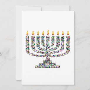 Colorful Hanukkah Candle Einladung