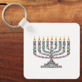 Colorful Hanukkah Candle Schlüsselanhänger (Vorderseite)