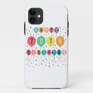 Colorful Happy 70th birthday with ballons Case-Mate iPhone Hülle