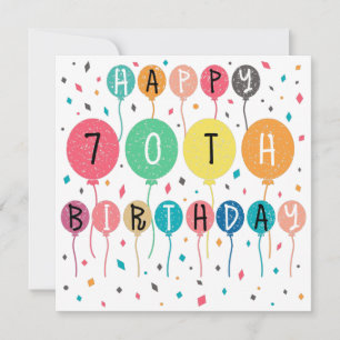 Colorful Happy 70th birthday with ballons Save The Date