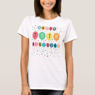 Colorful Happy 70th birthday with ballons T-Shirt