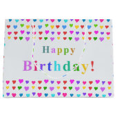 Colorful Happy Birthday and Flirty Hearts Große Geschenktüte (Vorderseite)