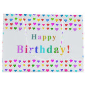 Colorful Happy Birthday and Flirty Hearts Große Geschenktüte (Rückseite)