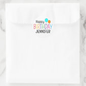 Colorful Happy Birthday Ballons Personalized Runder Aufkleber (Tasche)