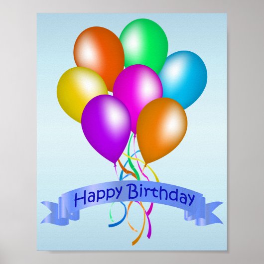 Colorful Happy Birthday Balloons Banner Party Poster (Vorne)