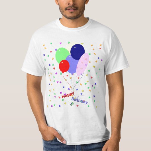 Colorful Happy Birthday Balloons T-Shirt (Vorderseite)