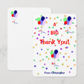 Colorful Happy Birthday Flat Thank You Card Dankeskarte